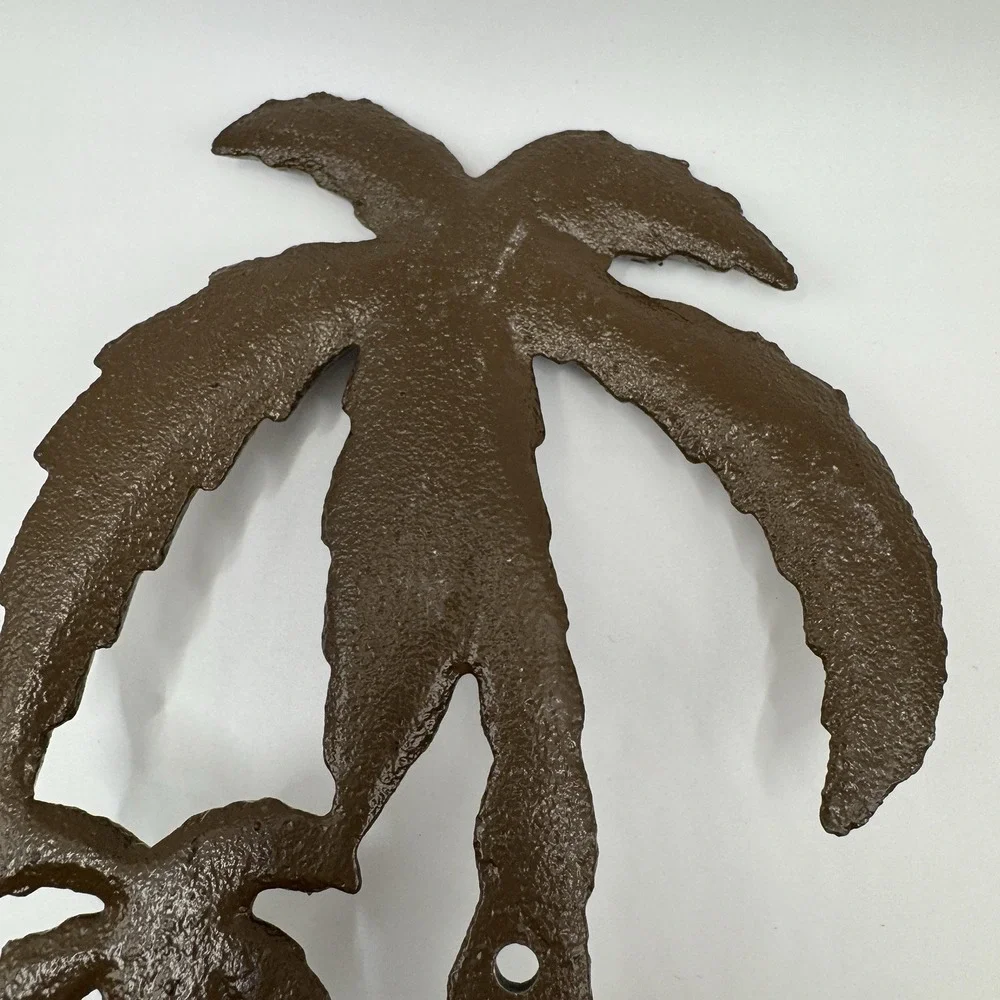 Vintage Palm Tree Key Robe Wall Hook Tropical Beach House Cast Iron‎ Metal